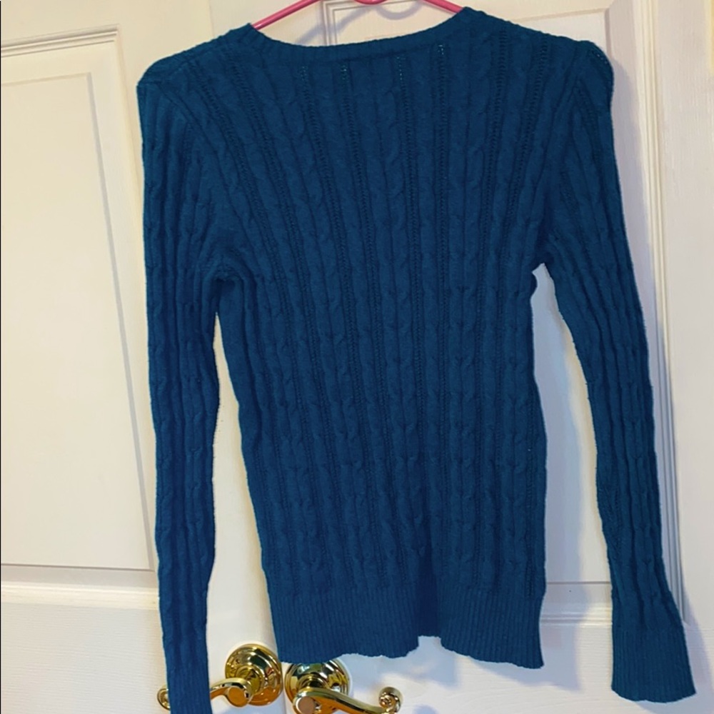 St John’s Bay teal knit sweater - Picture 4 of 6